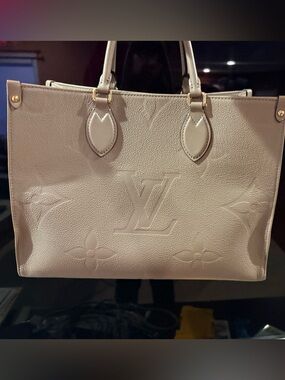 Louis Vuitton Embossed Monogram Beige Onthego with Gold Hardware